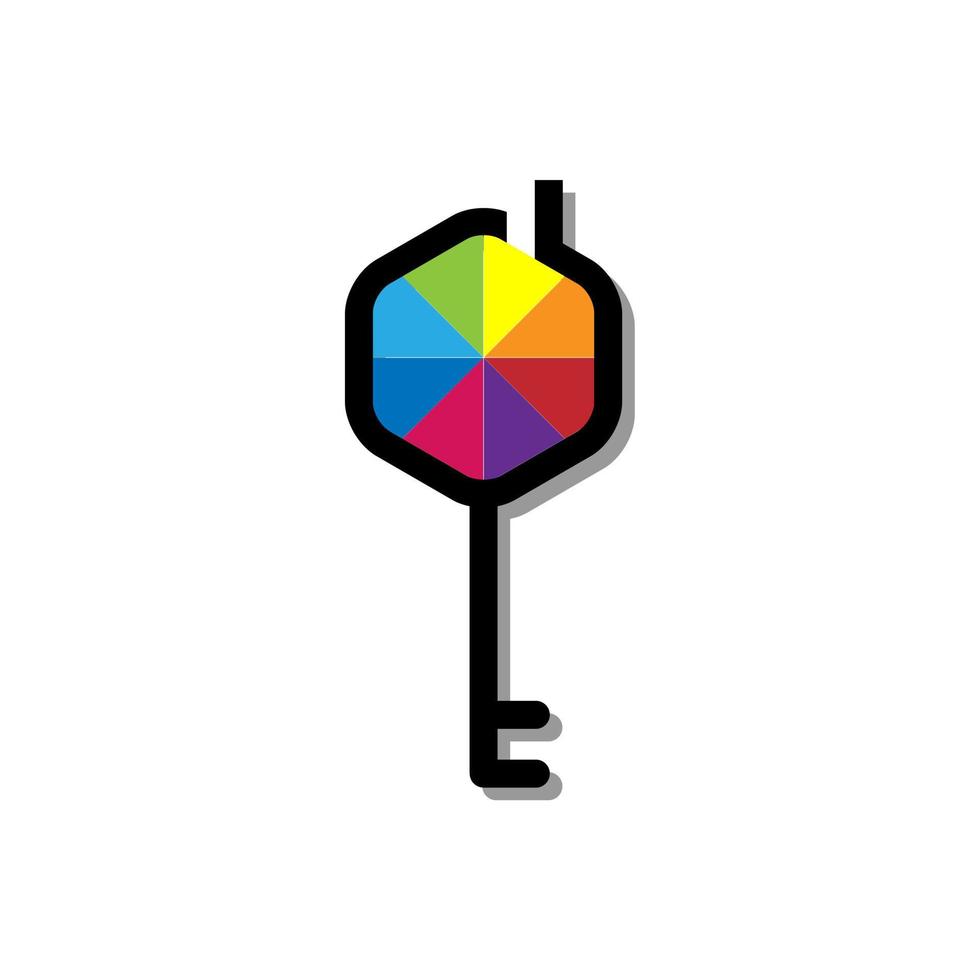 Geometrical house and key logo icon. Clean design real estate security symbol. vector