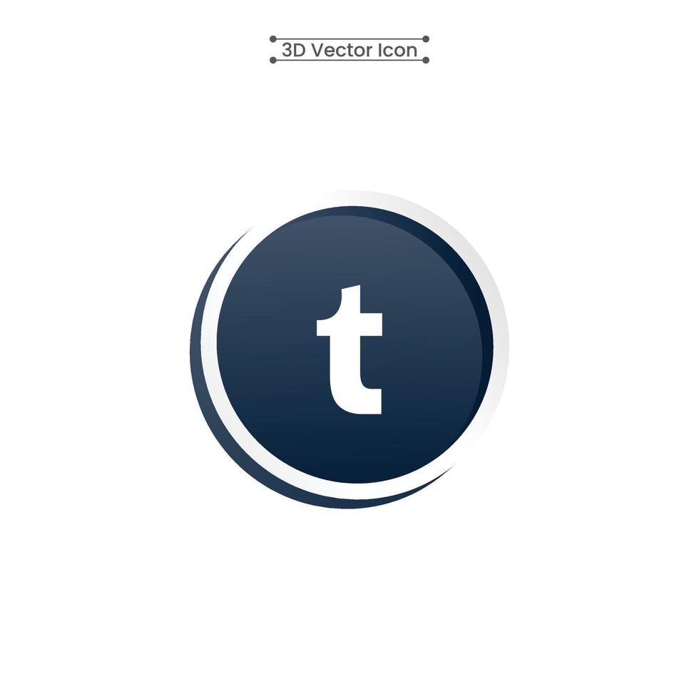 Ilustración de vector de icono de tumblr 3d