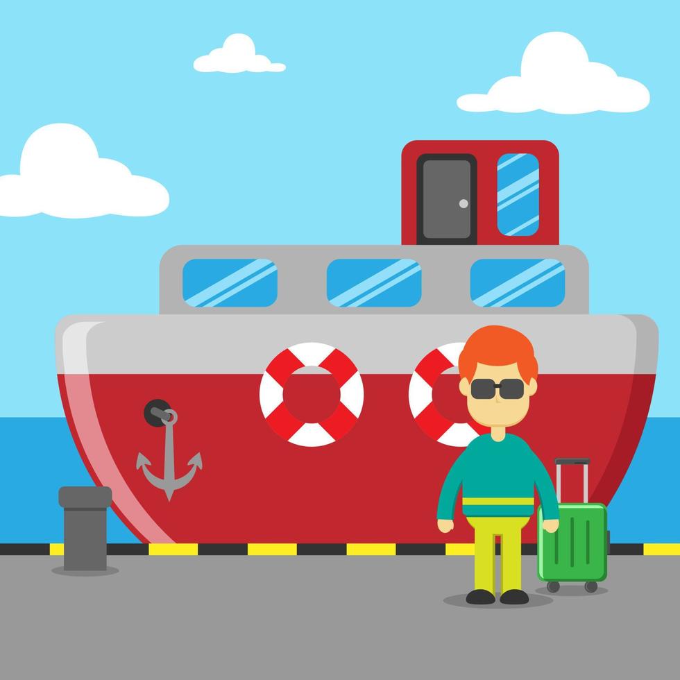 A man is in the harbor to travel. Suitable for news illustrations vector