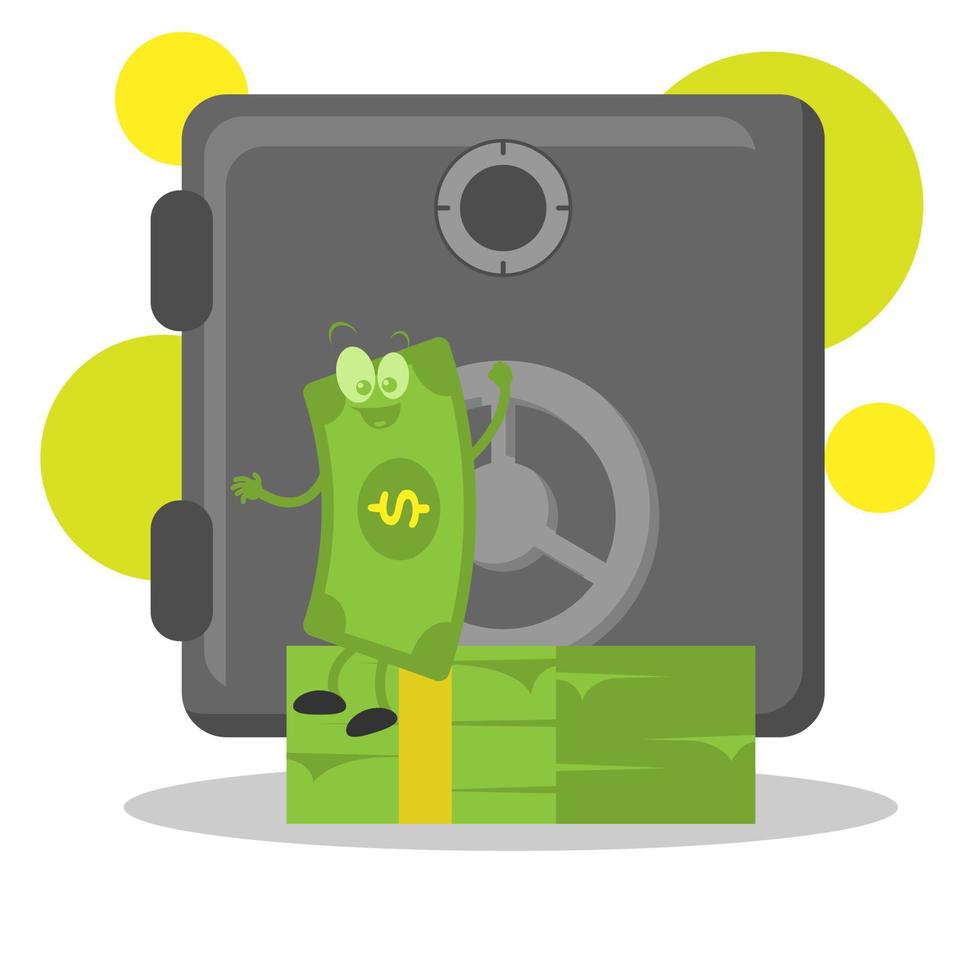 Cute money and the safety box. Suitable for illustration of saving money vector