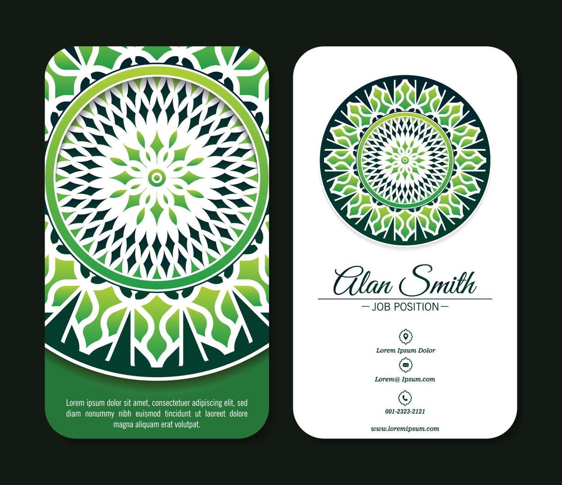 Elegant green mandala business card vector