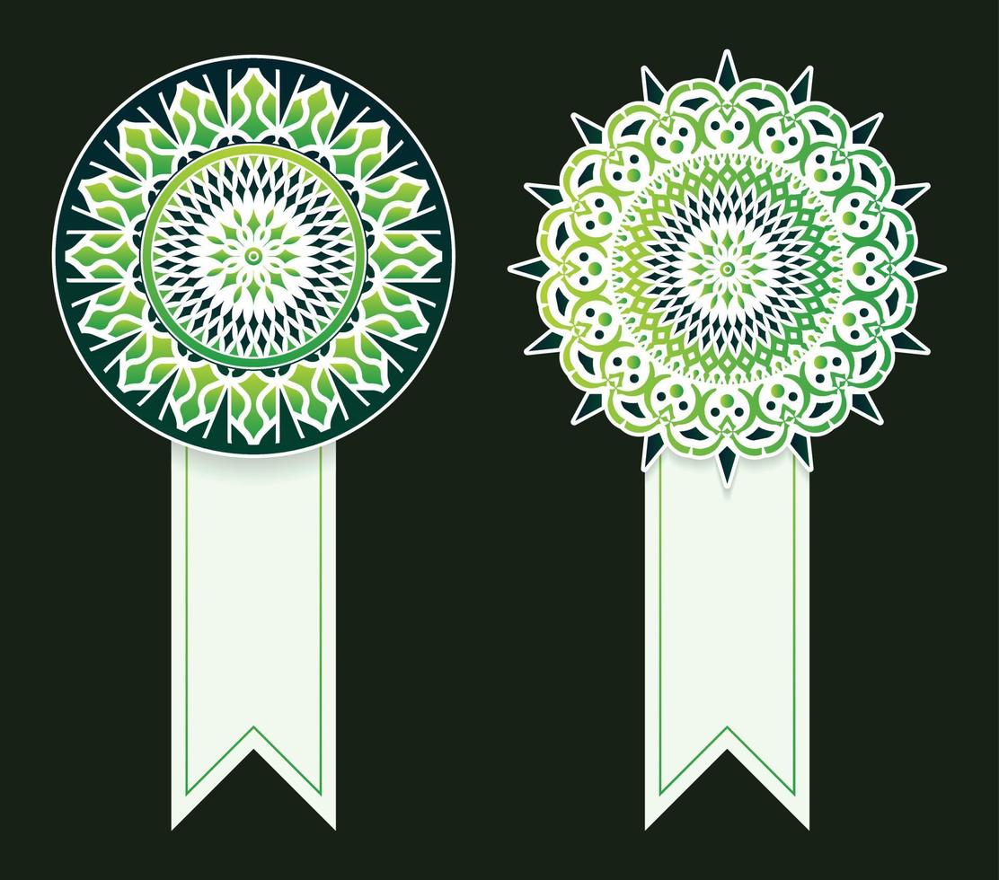elegant green mandala ribbon design vector