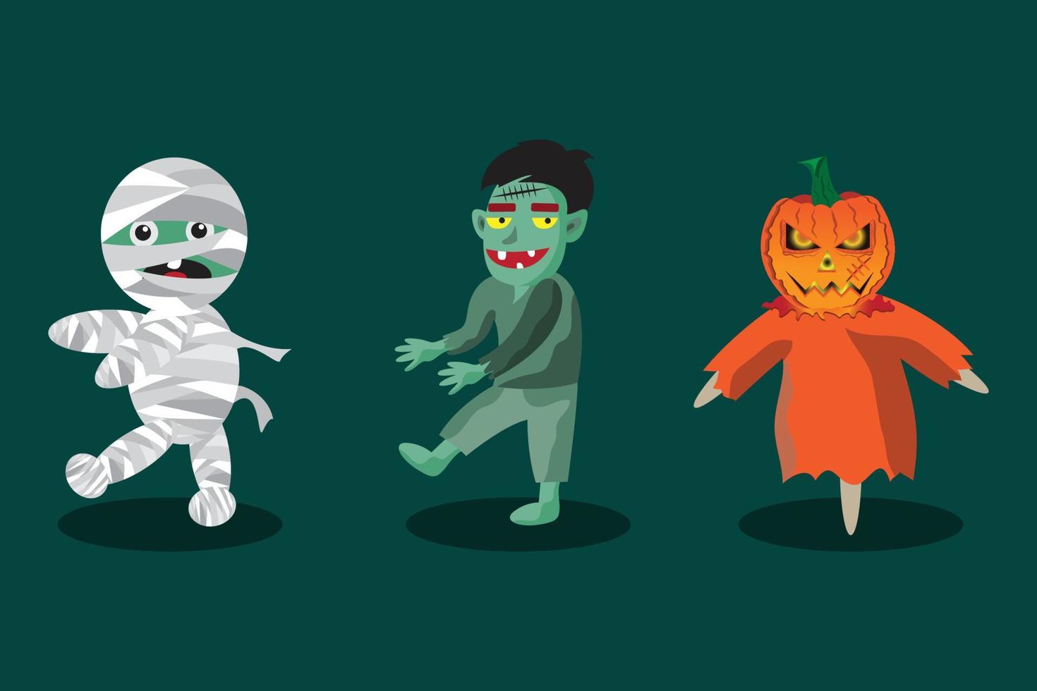 halloween celebration with halloween characters vector