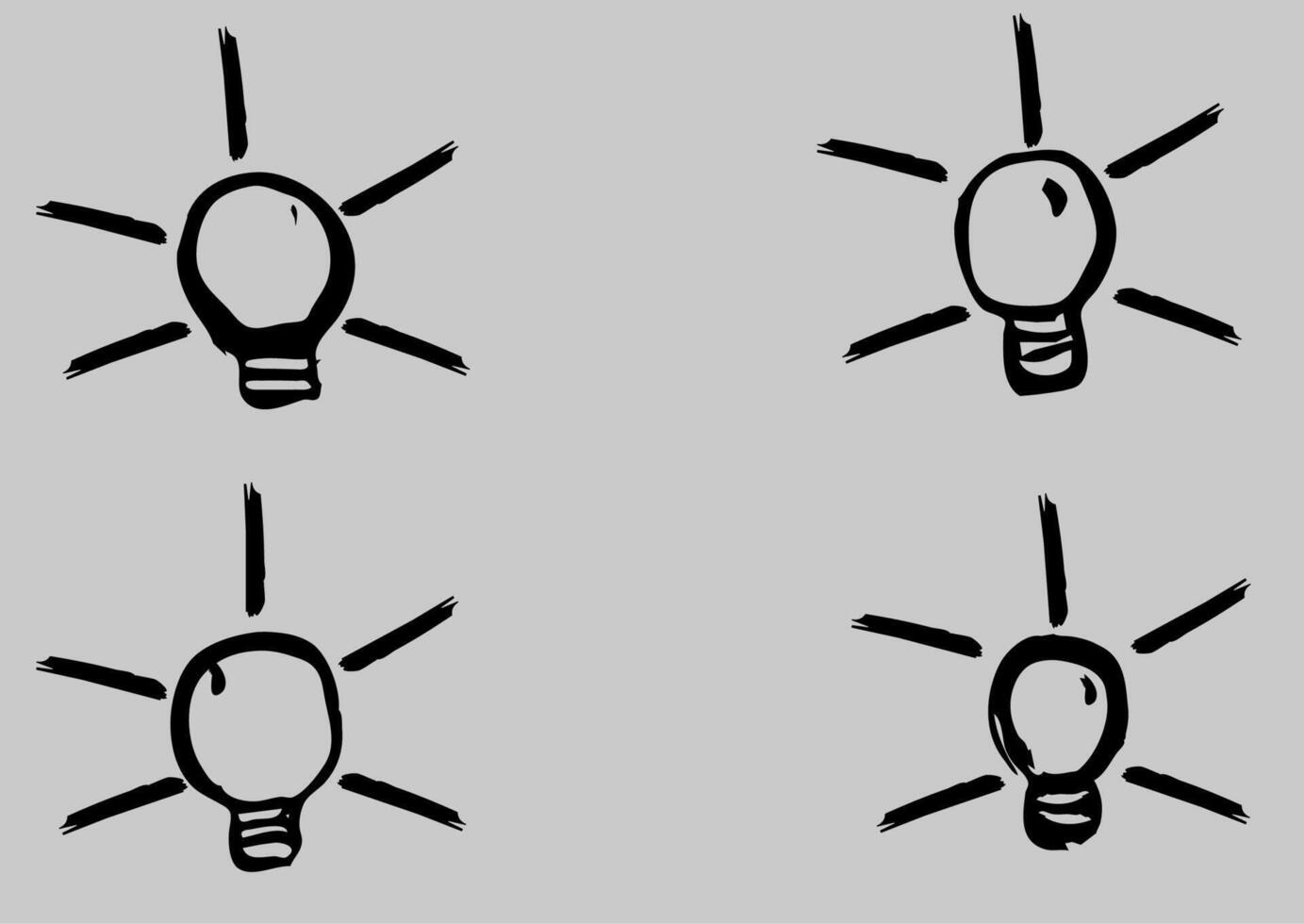 Set of Bulb icon. Colored outline sketch drawing. Vector simple flat graphic hand drawn illustration.