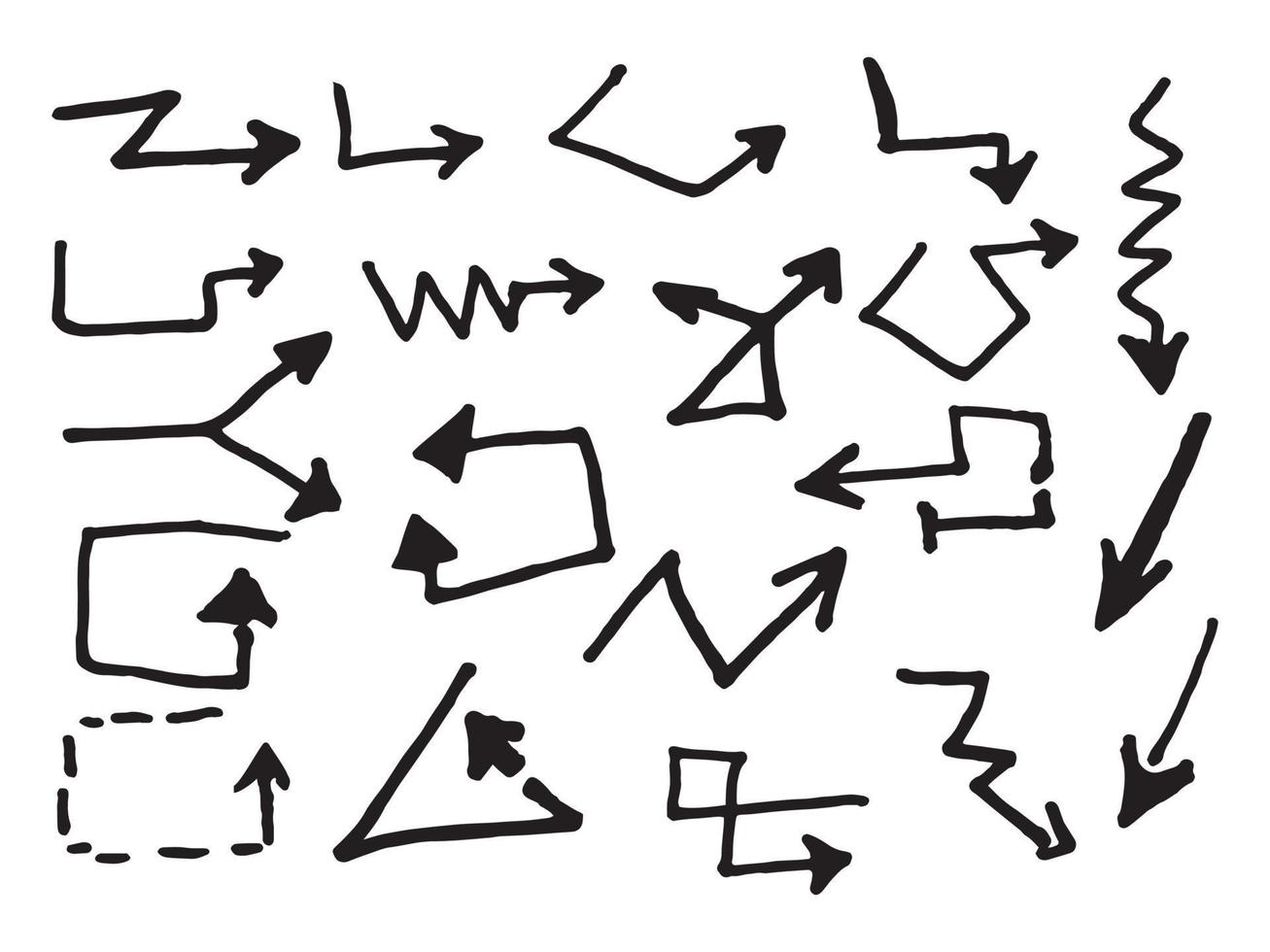hand drawn Arrows icons Set. arrow icon with various directions. Doodle vector illustration. isolated on a white background.