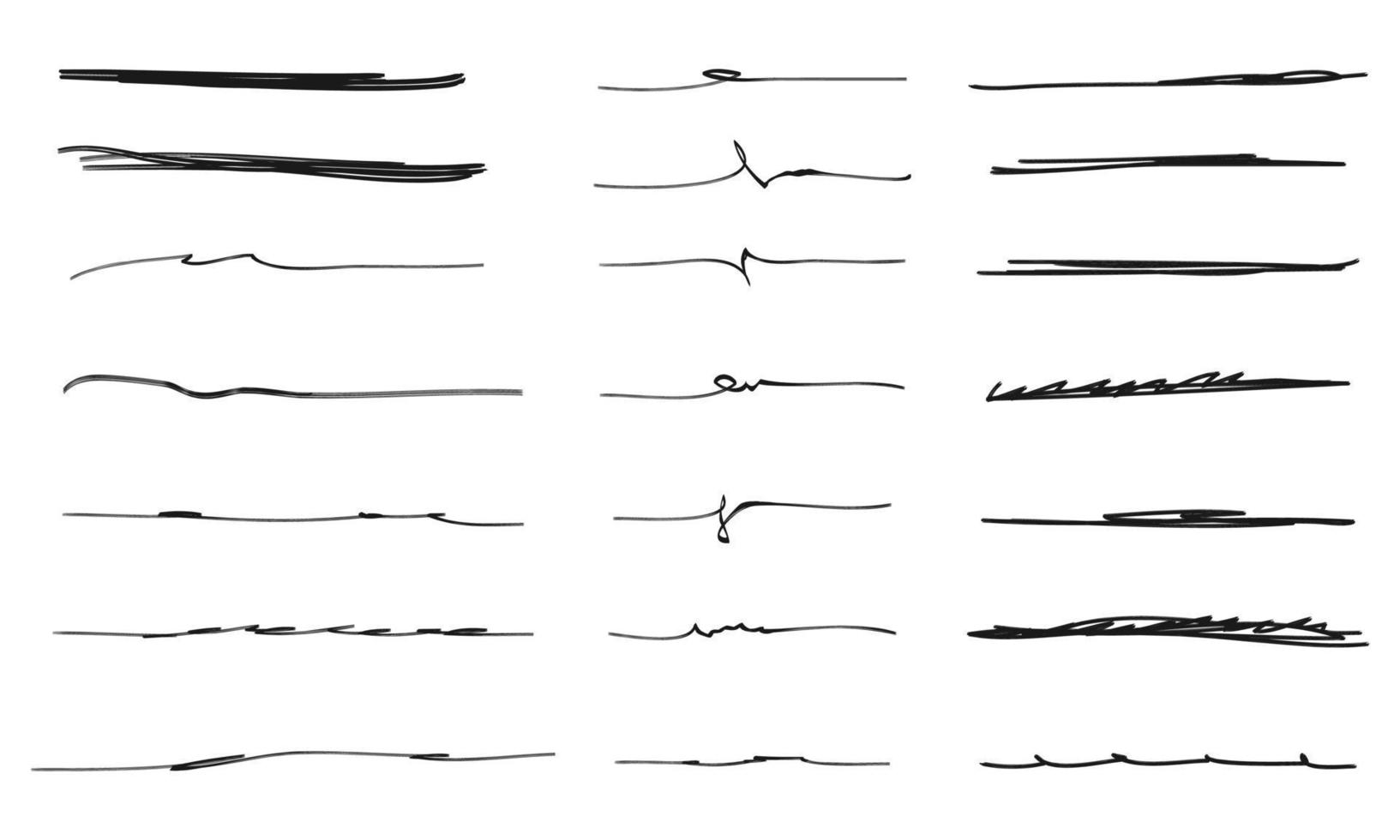 Set of hand drawn lines. Doodle design element with underline, scribble, swashes, swoops. swirl. vector illustration