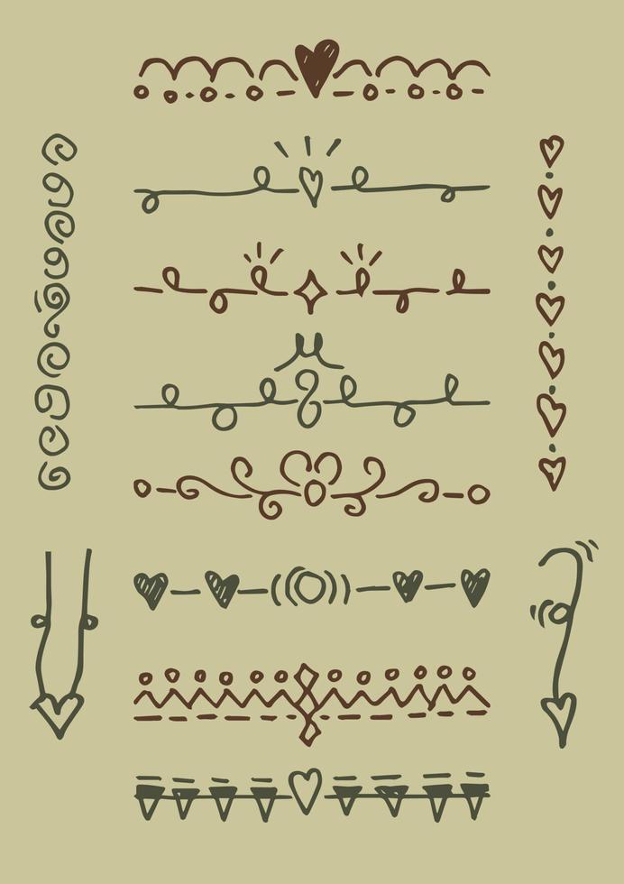 Doodle Hand Drawn Text Dividers, Decorative Page Ornaments, Borders, Lines and laurels set design elements vector
