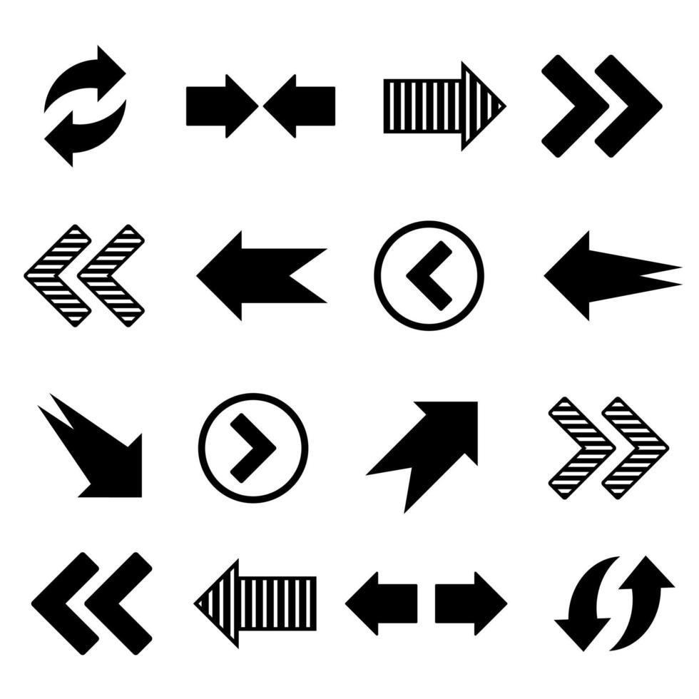 set of black arrow icon on White Background. Cursor Icon. Vector Pointers illustration
