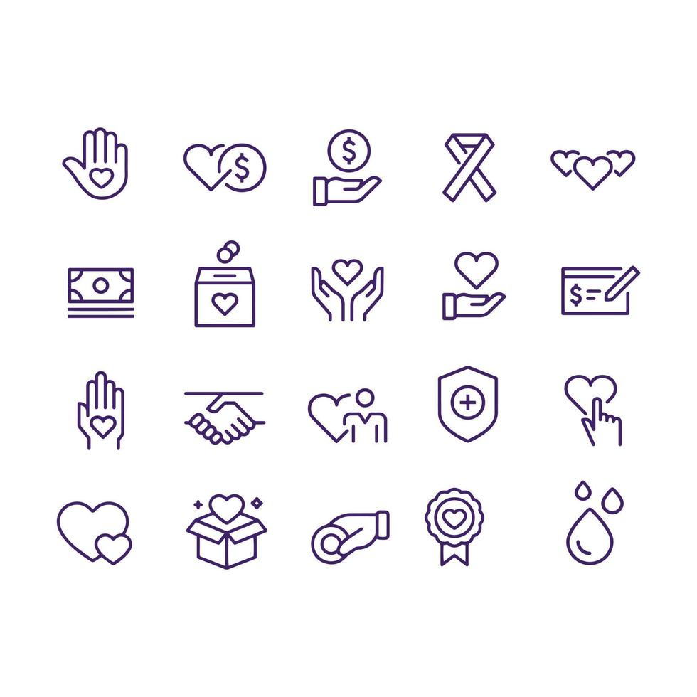 Charity and Donation Line Icons vector design