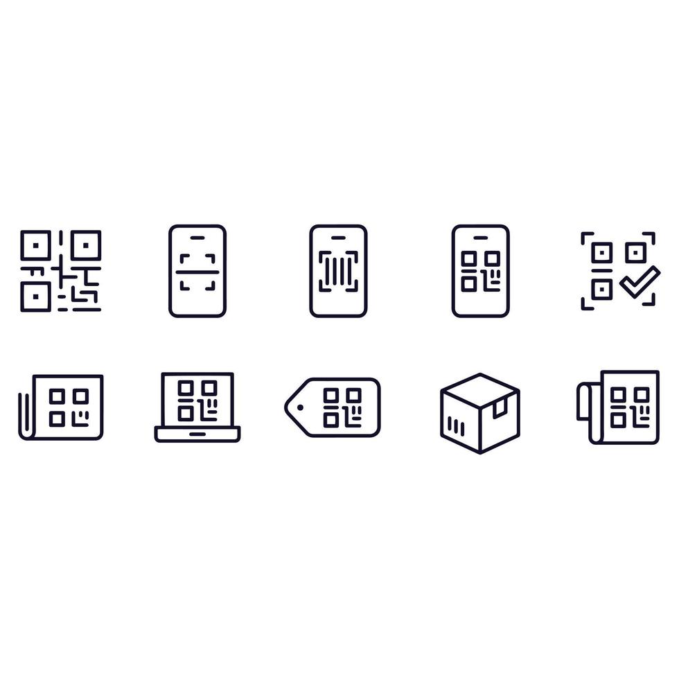 QR Code and Bar Code Icons vector design