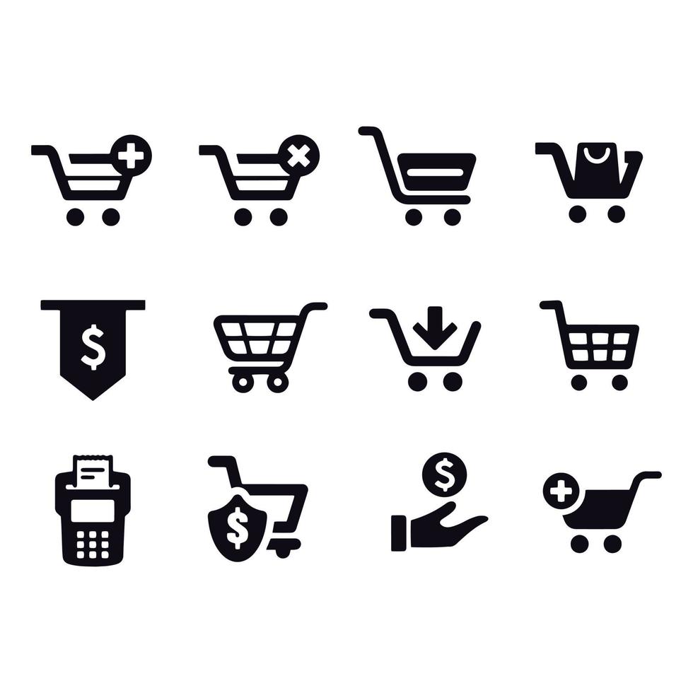 Shopping Cart and Cashier Icons vector design
