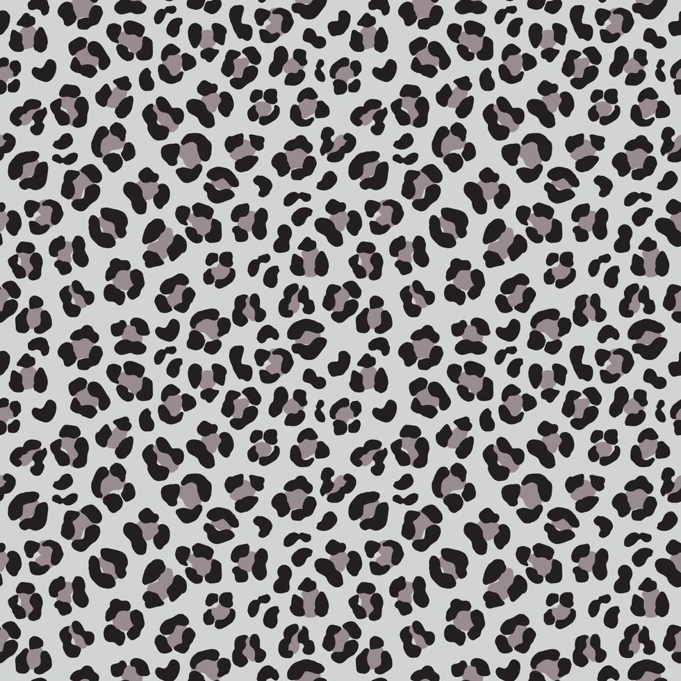 Seamless vector animal skin pattern. Leopard background in simple hand drawn style. Black and grey wildlife illustration. For fabric, textile, wrapping, cover, web.