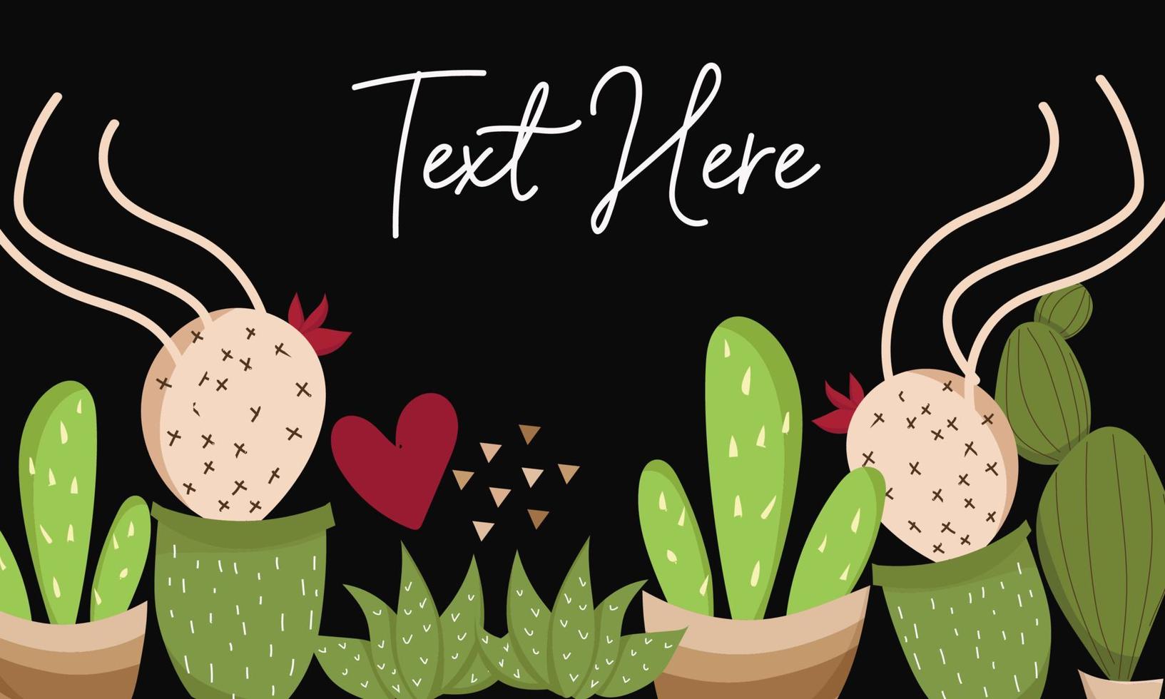 Beautiful cute cartoon cactus background vector