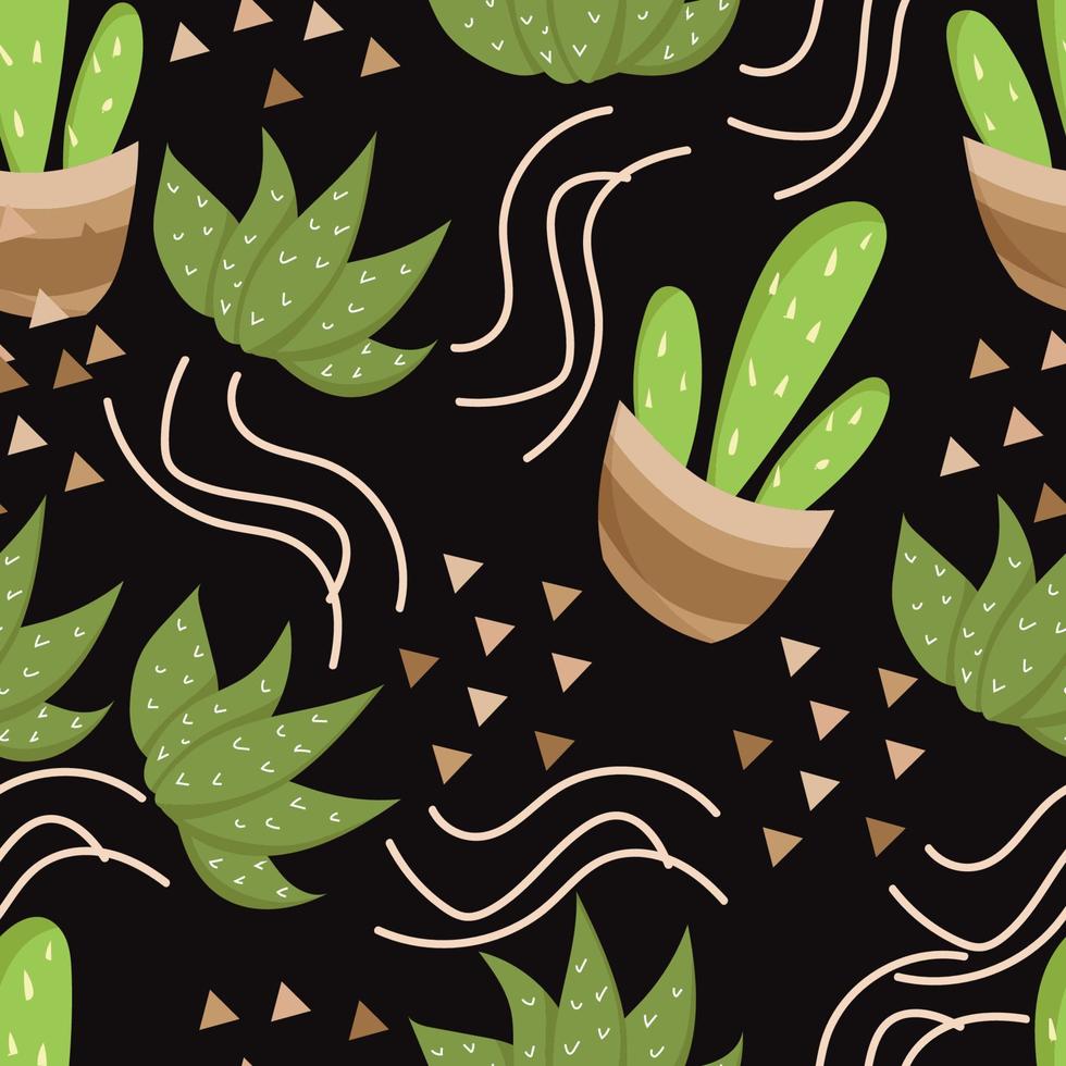 cute cartoon cactus seamless pattern vector