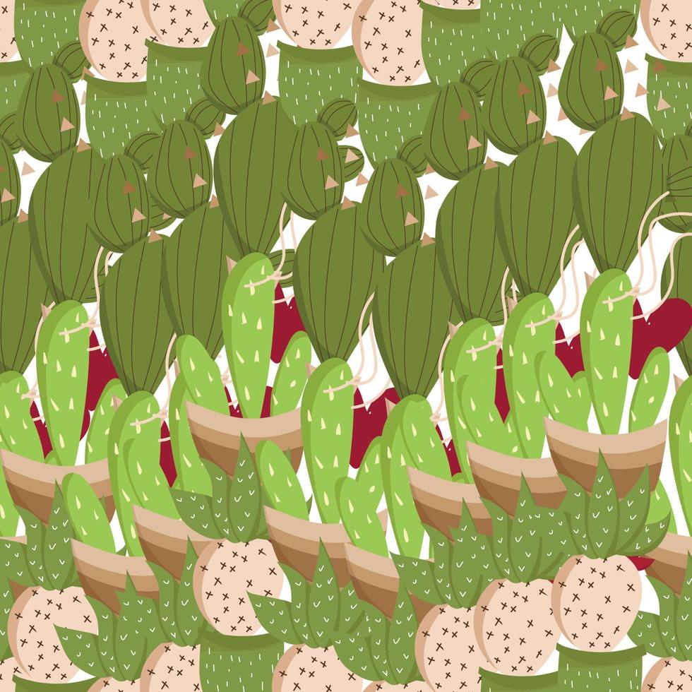 cute cartoon cactus seamless pattern vector