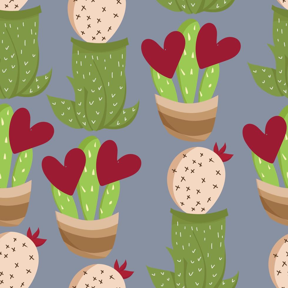 cute cartoon cactus seamless pattern vector