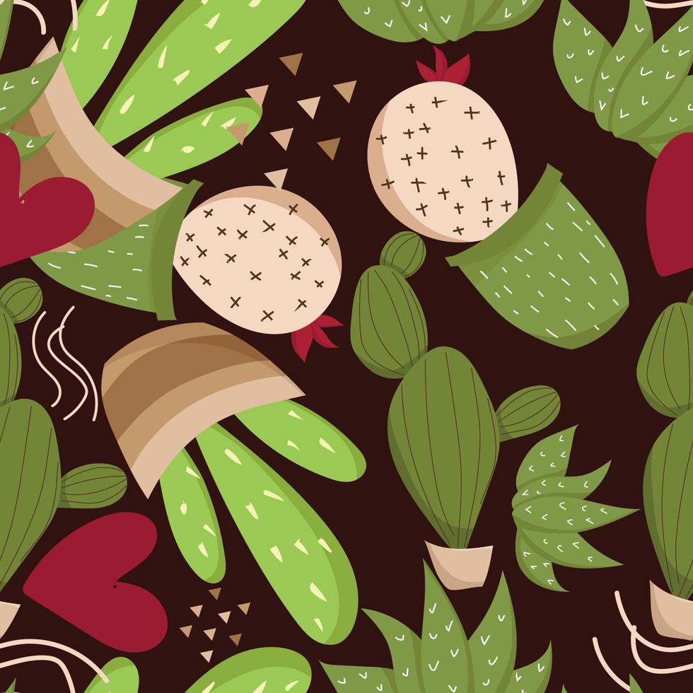 cute cartoon cactus seamless pattern vector