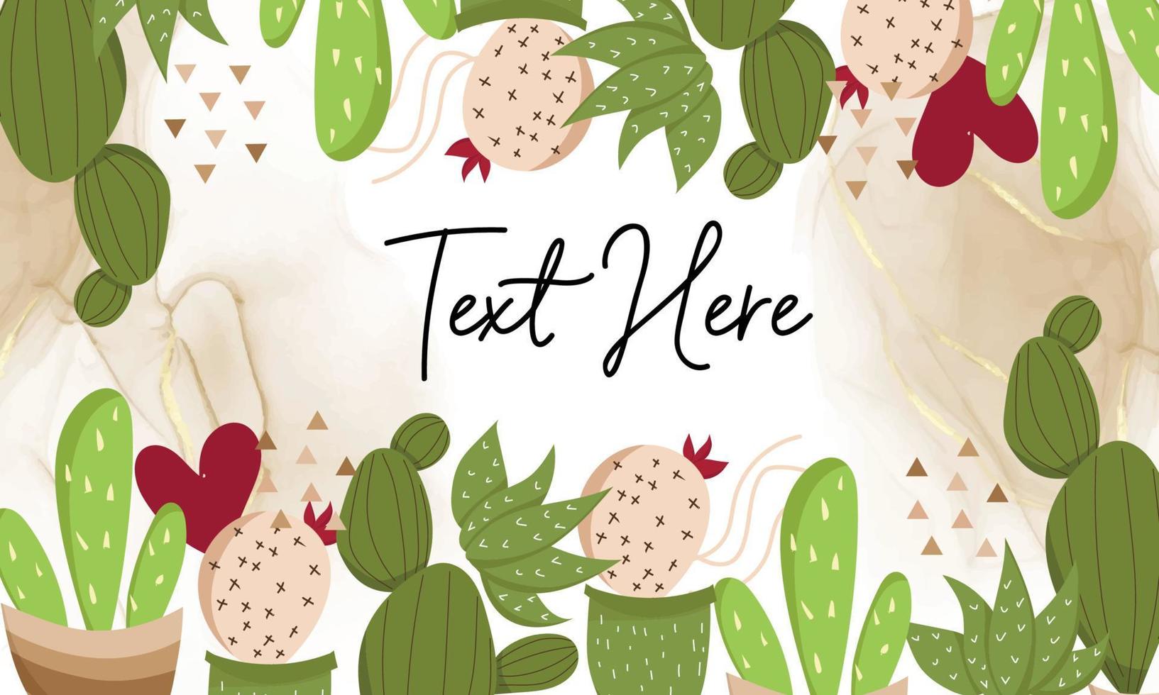 Beautiful cute cartoon cactus background vector