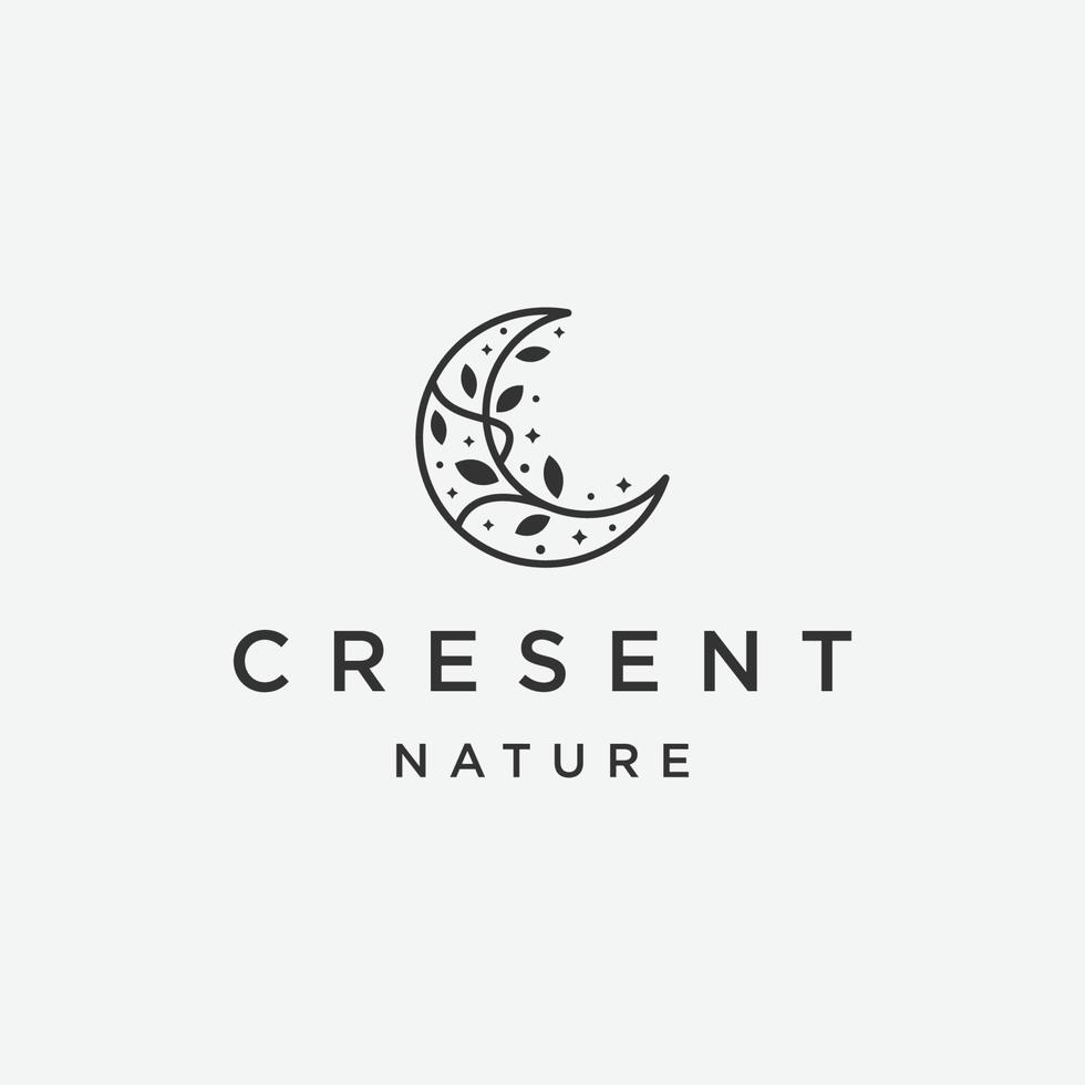 Cresent moon leaf logo design template flat vector