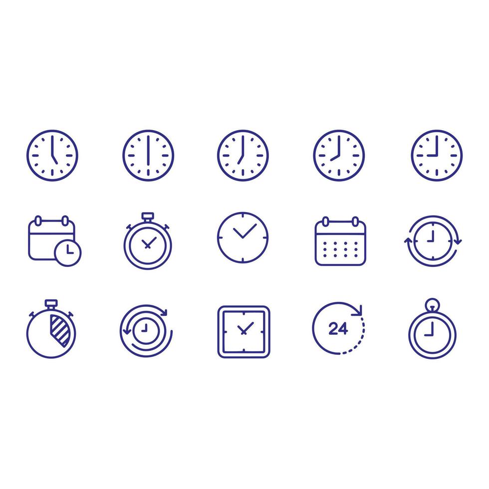 diseño de vectores de iconos de línea de tiempo y reloj