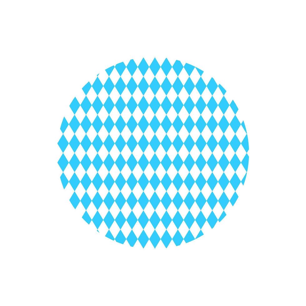 Circle with Bavarian pattern. Oktoberfest beer coaster template with blue and white rhombus ornament vector
