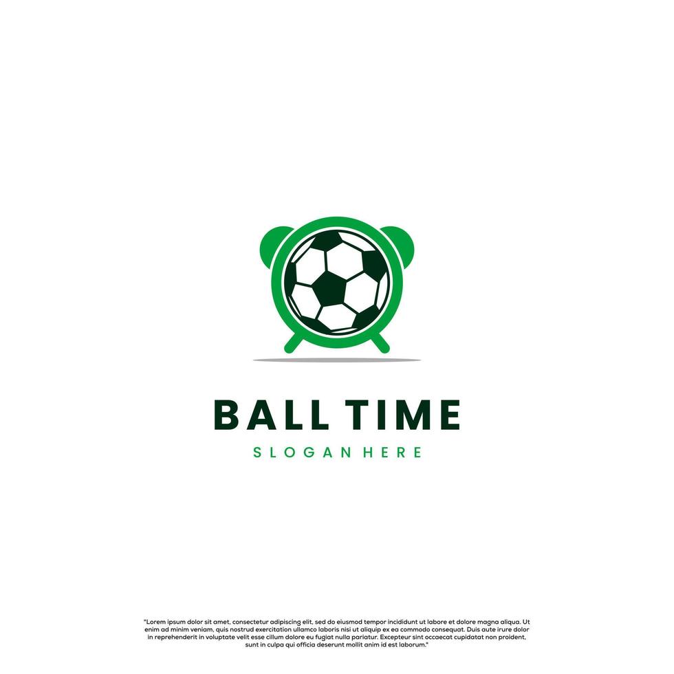 diseño de logotipo de tiempo de fútbol, plantilla de icono de logotipo de bola en el reloj vector