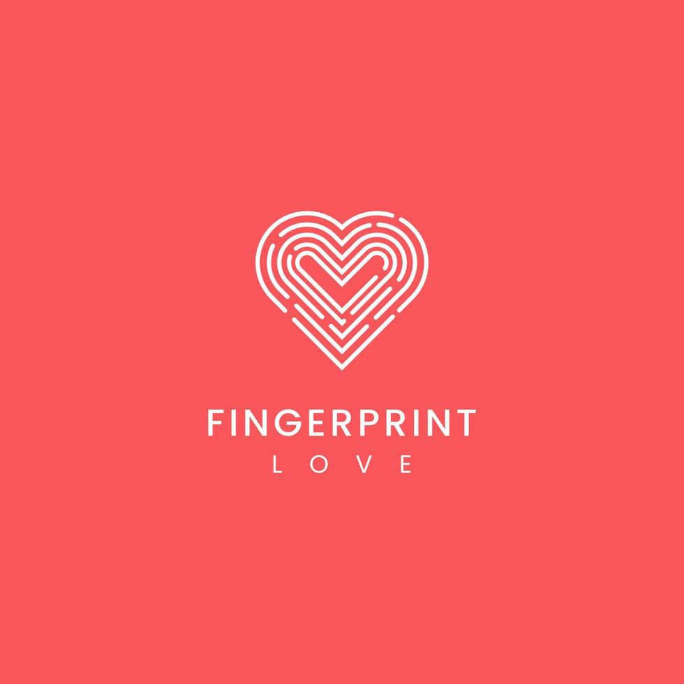 fingerprints form a heart line, minimalist logo design vector