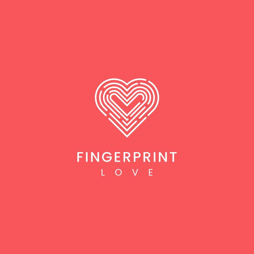 fingerprints form a heart line, minimalist logo design vector