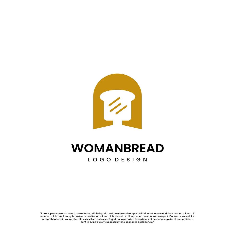 woman bread logo design on isolated background, woman head combine with slice bread logo concept vector