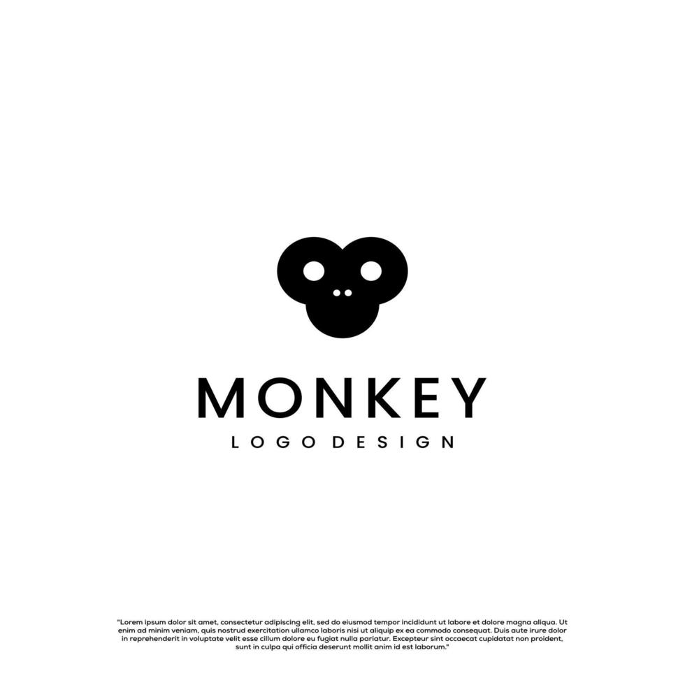 silhouette of simple monkey logo vector