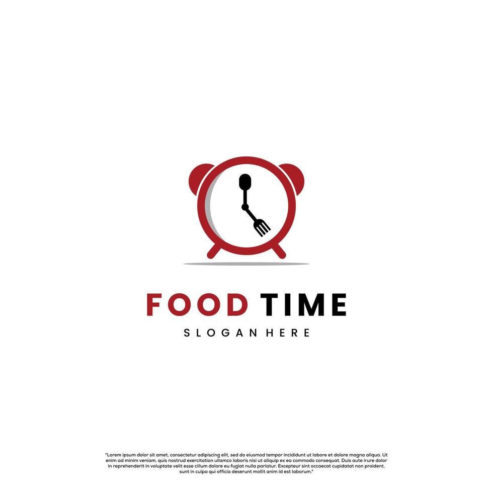 food time logo. clock with spoon and fork logo design on isolated background vector