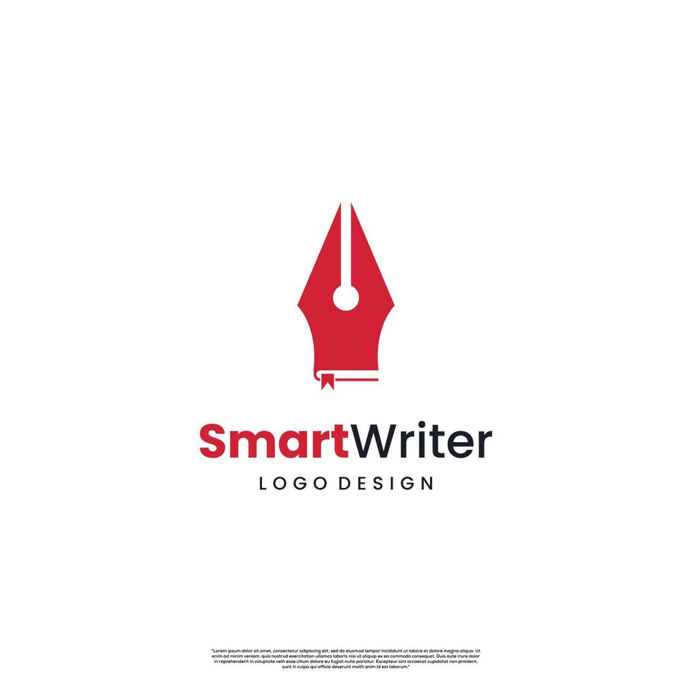 smart writer logo on isolated background. pen with book logo design modern concept vector