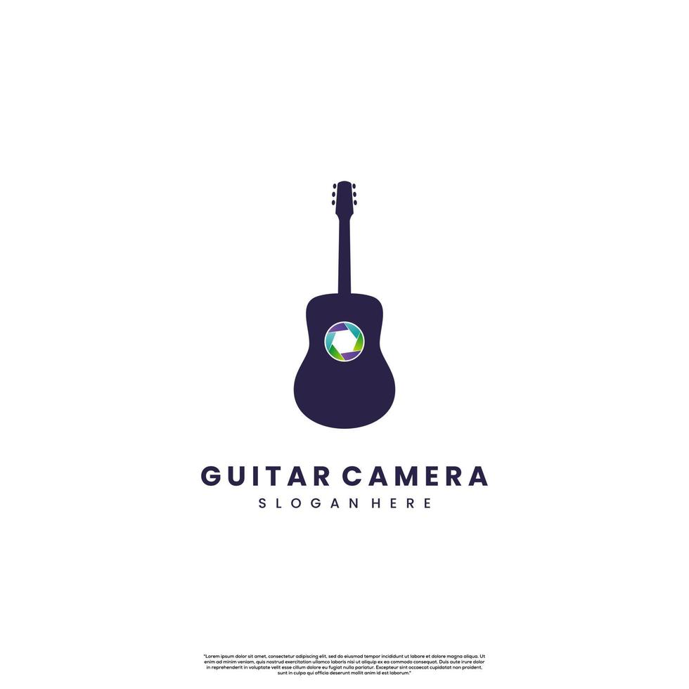 guitar capture logo design concept vector