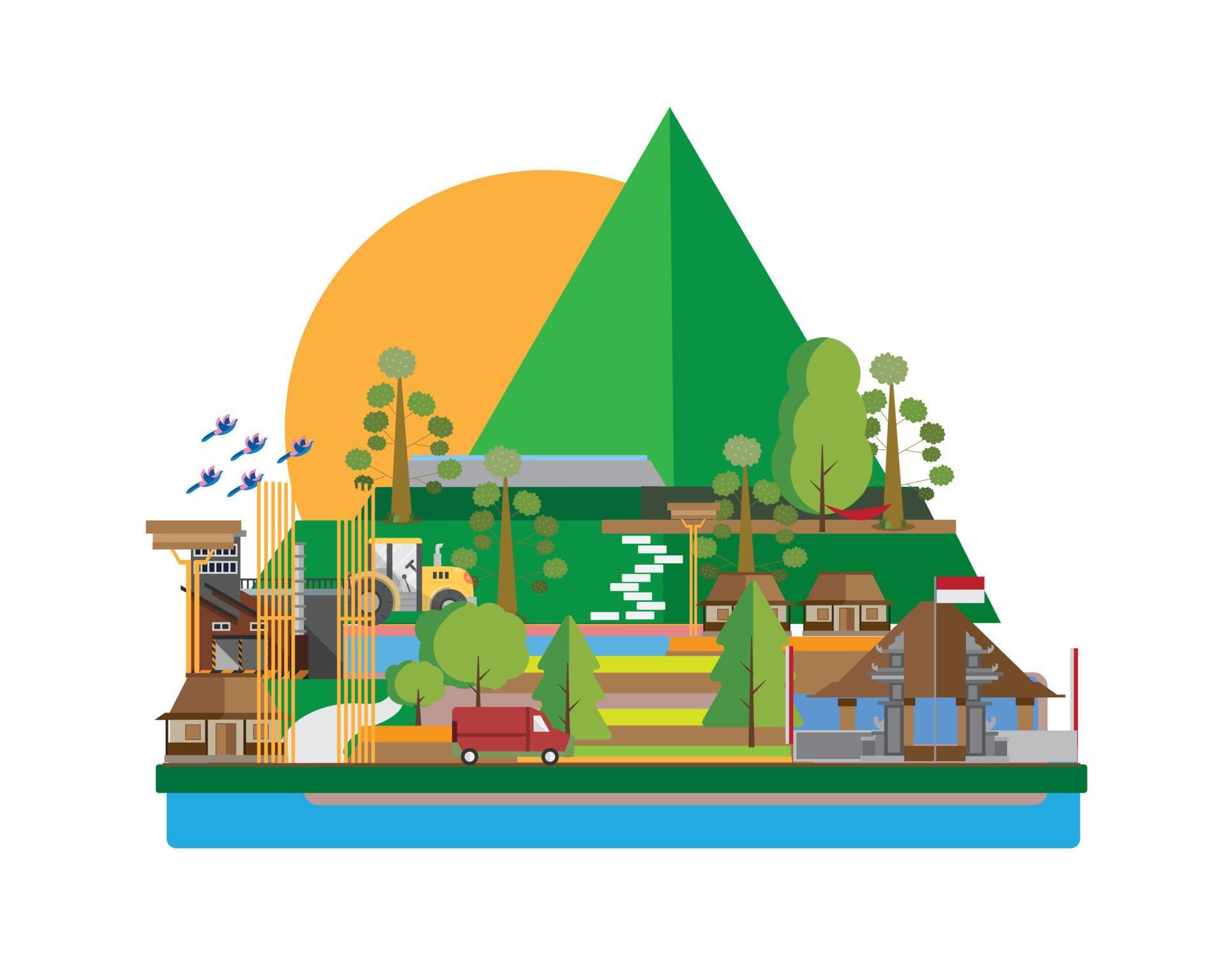 Indonesia village Flat Design 10619224 Vector Art at Vecteezy