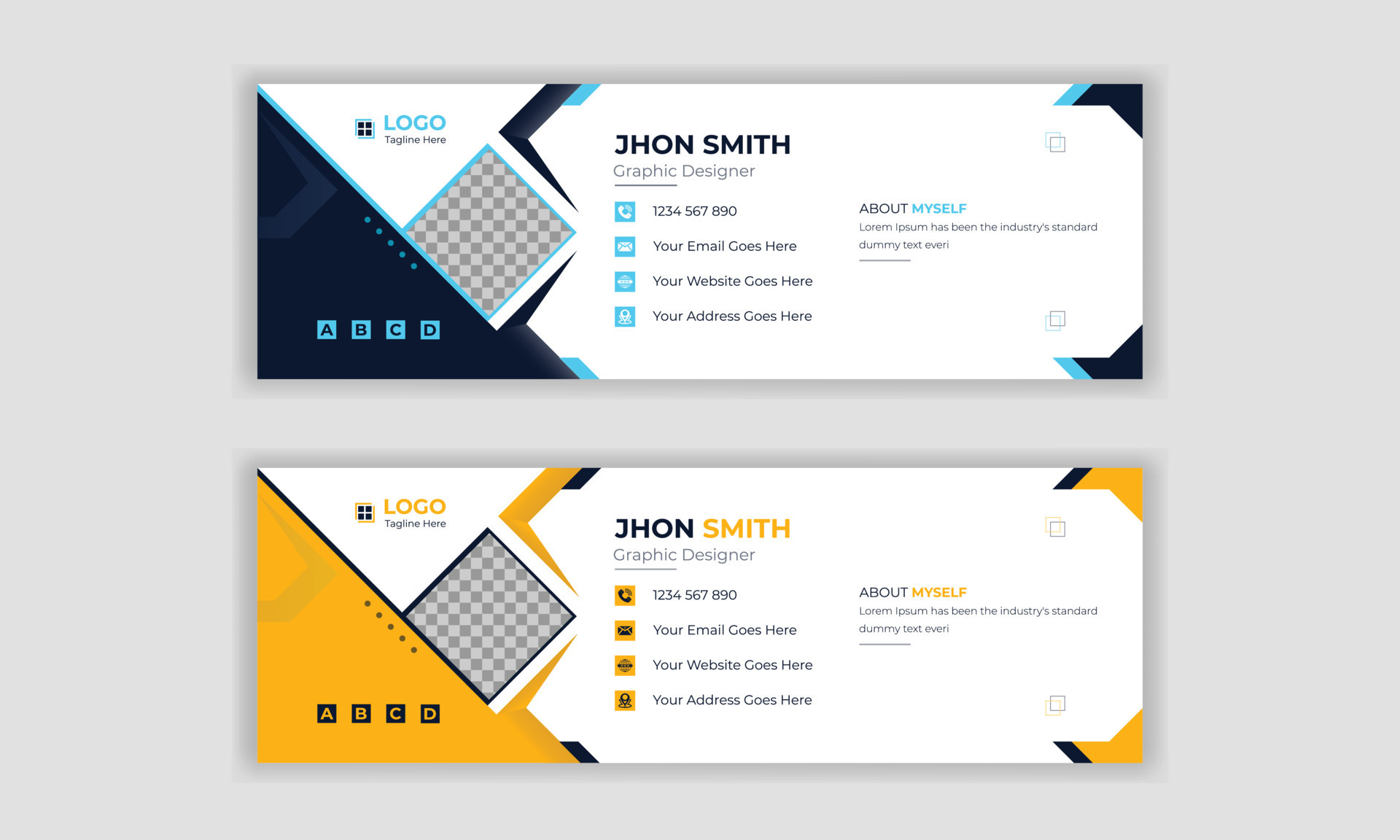 Modern email signature design template with white background for using