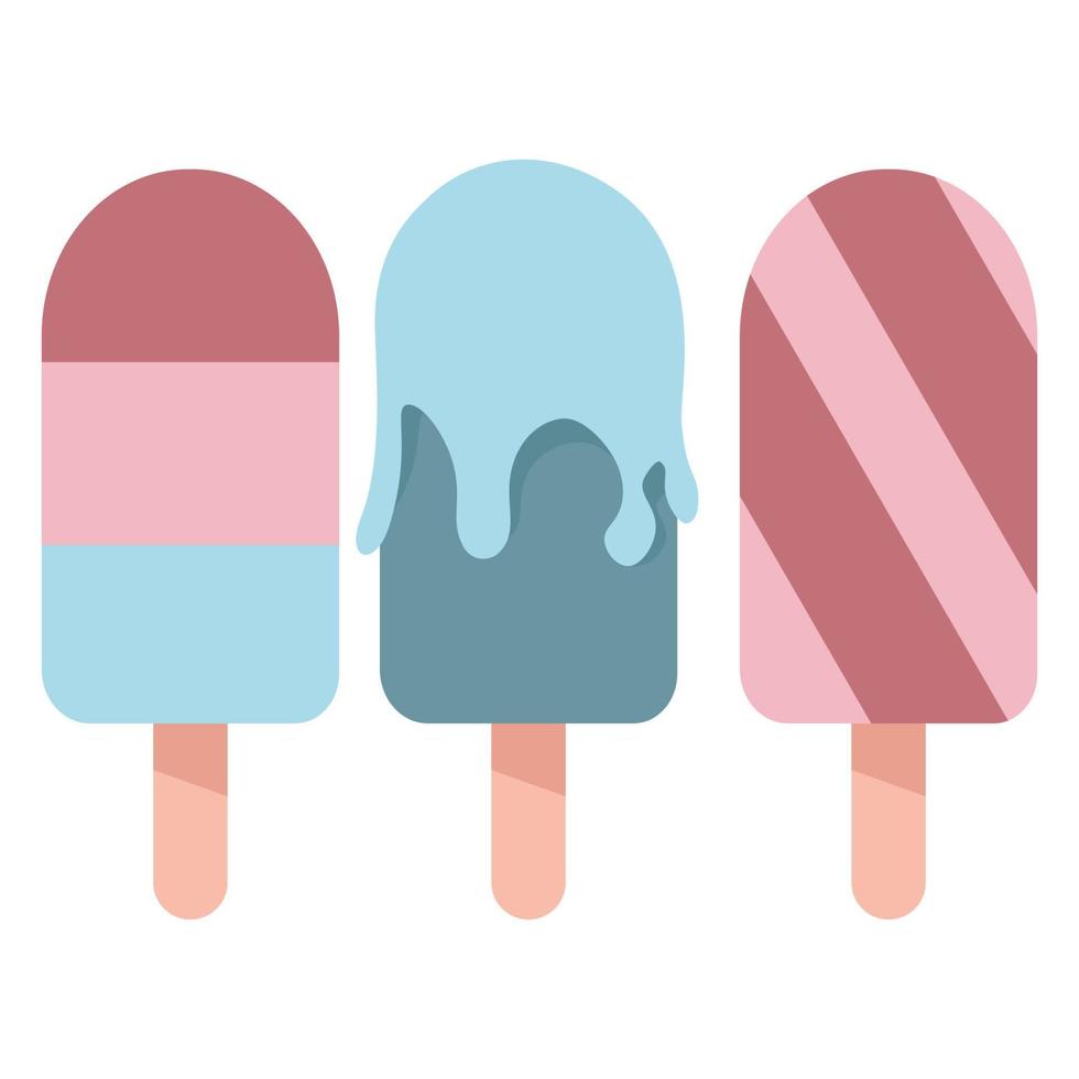 Set of different blue and pink ice creams vector
