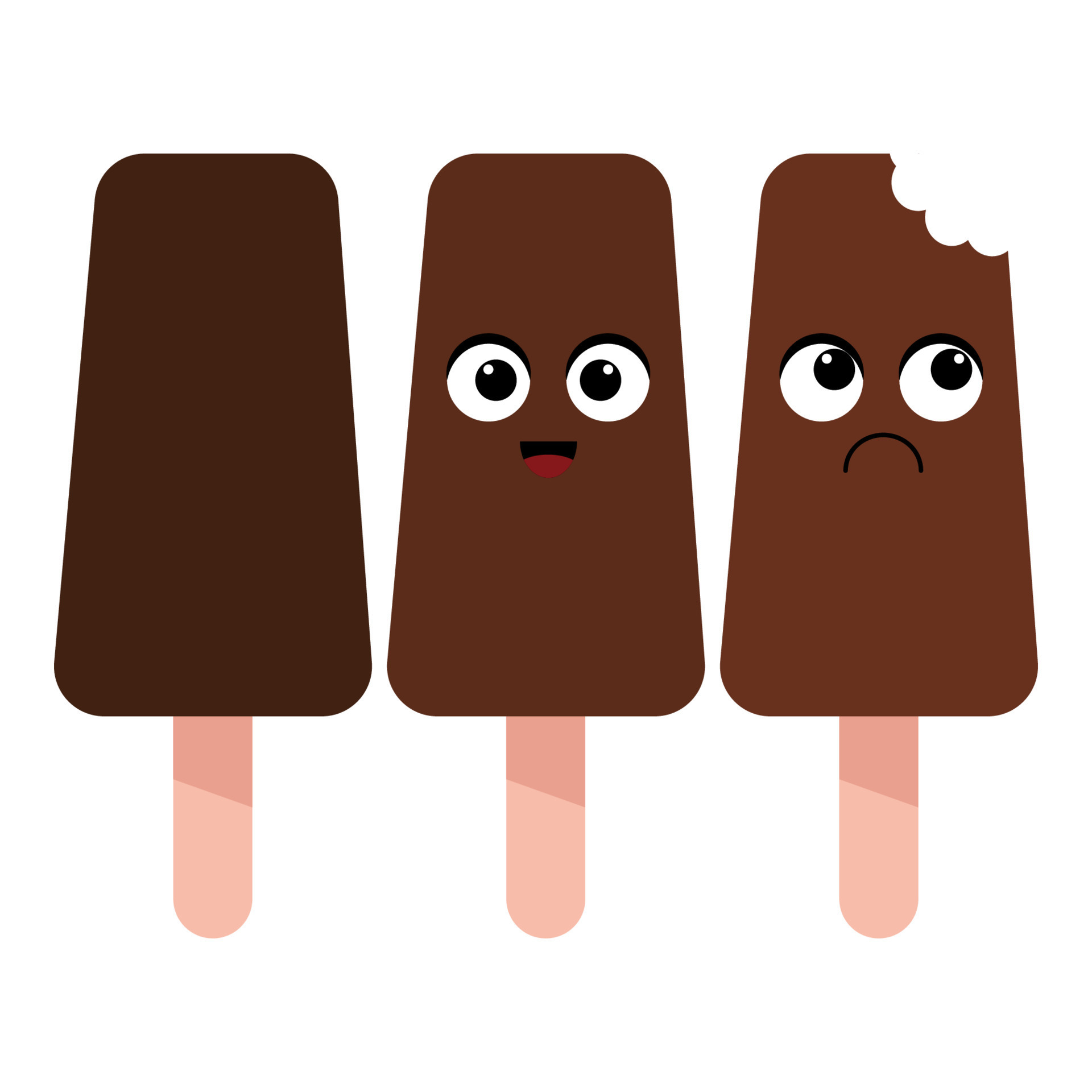 Set of brown chocolate ice creams on a stick 10619330 Vector Art at