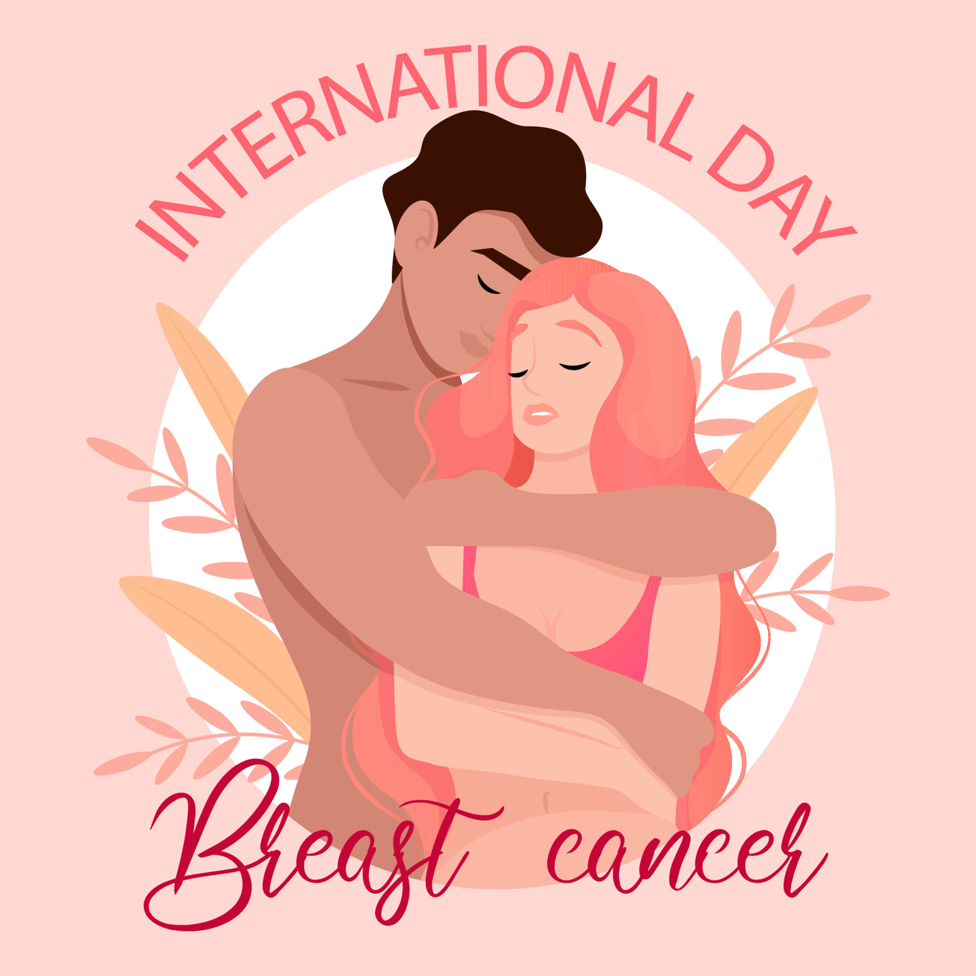 The guy hugs the girl in honor of International Breast Cancer Day 10619341 Vector Art at Vecteezy picture