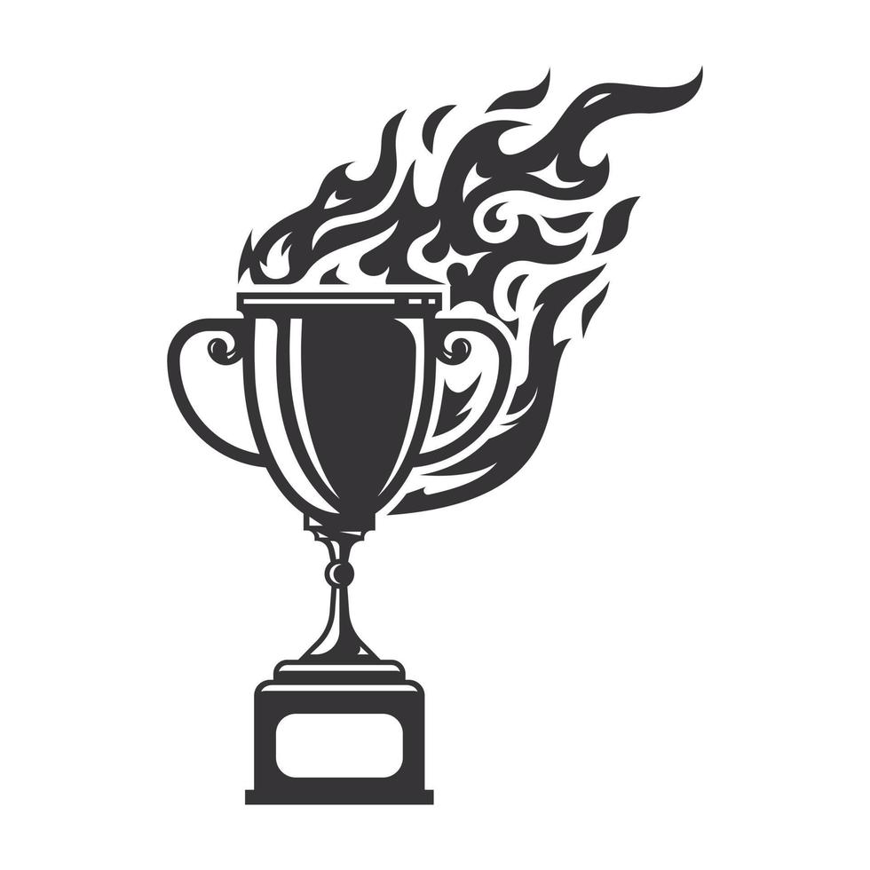 silueta de logotipo de fuego de trofeo caliente. logotipos o iconos de diseño gráfico deportivo. ilustración vectorial vector