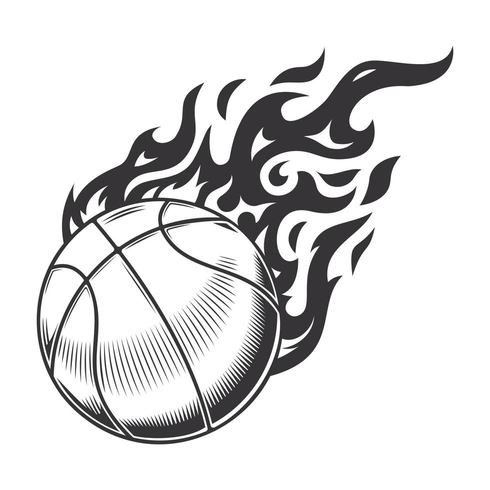 Hot basketball fire logo silhouette. basketball club graphic design logos or icons. vector illustration.