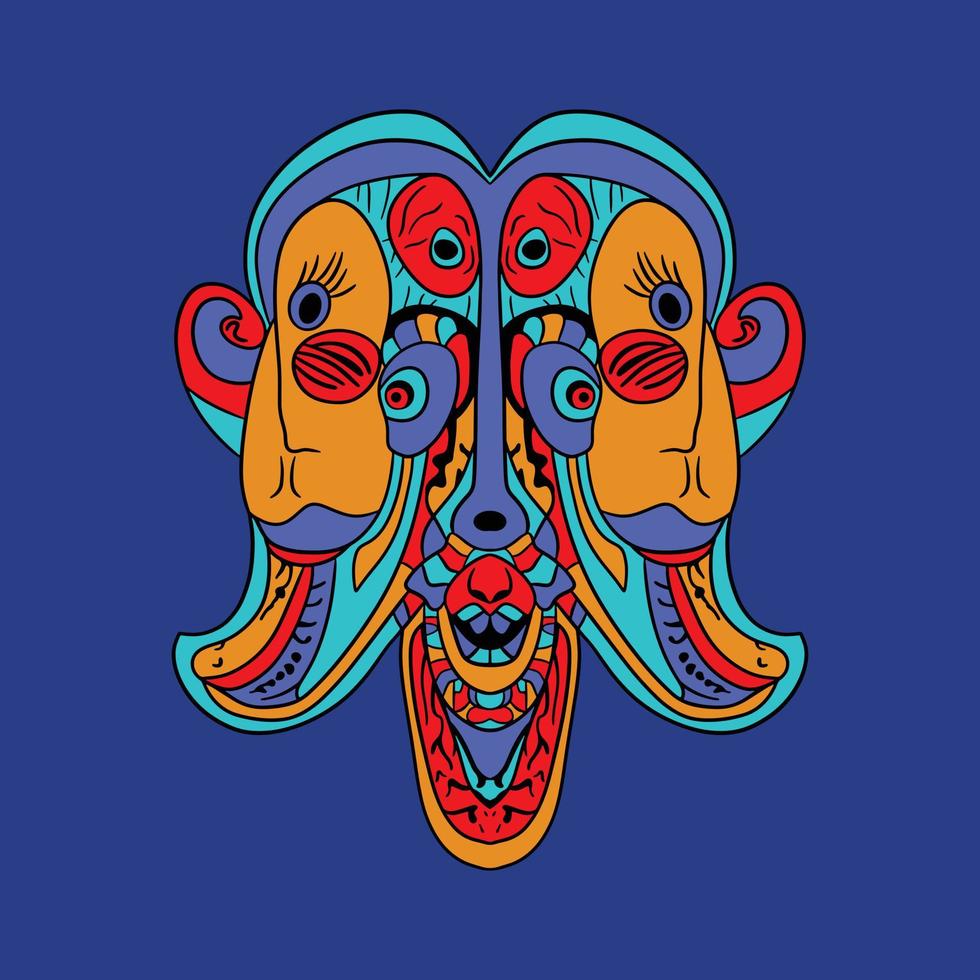 cabeza creativa única diseño abstracto colorido multicolor cubismo surrealismo estilo obra de arte premium vector