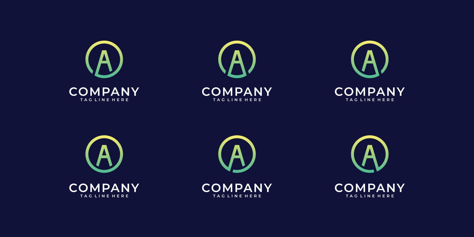 Set of letter a logo design bundle for corporate company. Good for icon, brand, identity, alphabet, and business vector