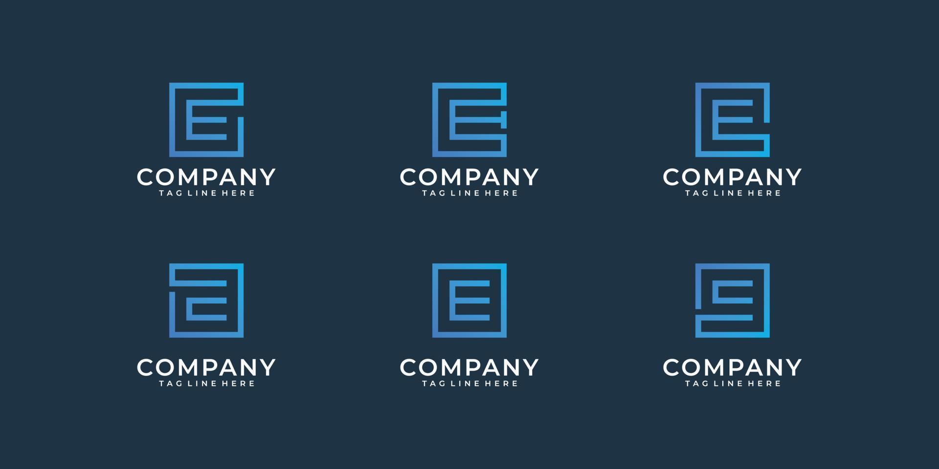 Collection of letter e logo design inspiration template. Good for icon, brand, identity, circle, monogram, and business vector