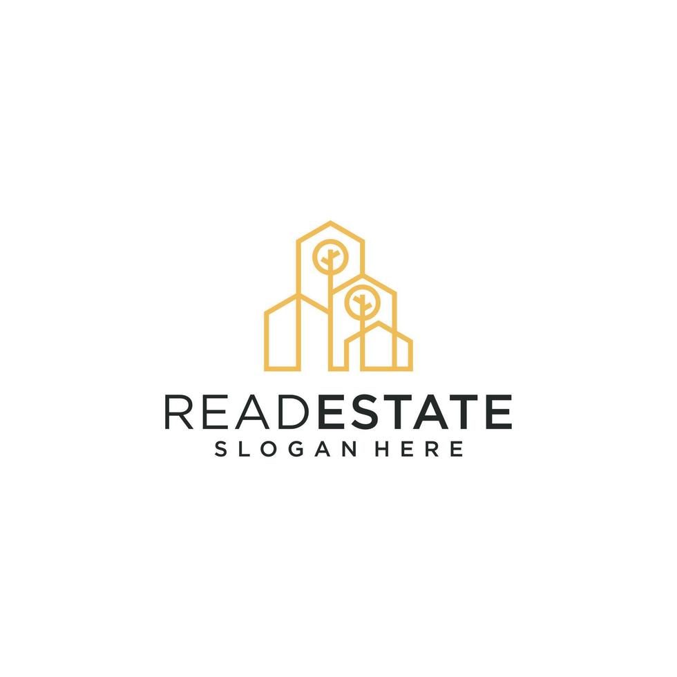 Real estate building logo and business card set inspiration vector