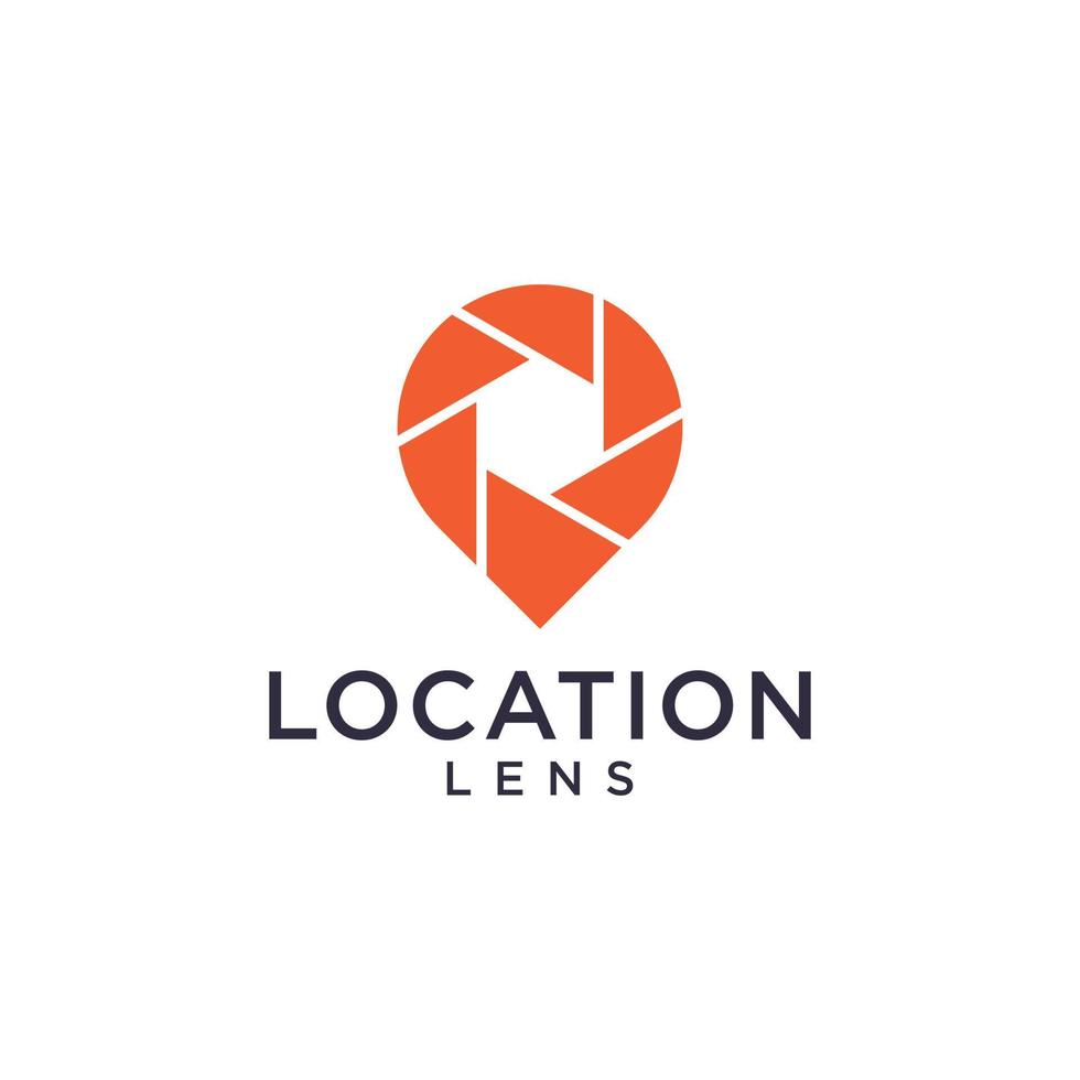 Location pin and lens camera logo set inspiration vector