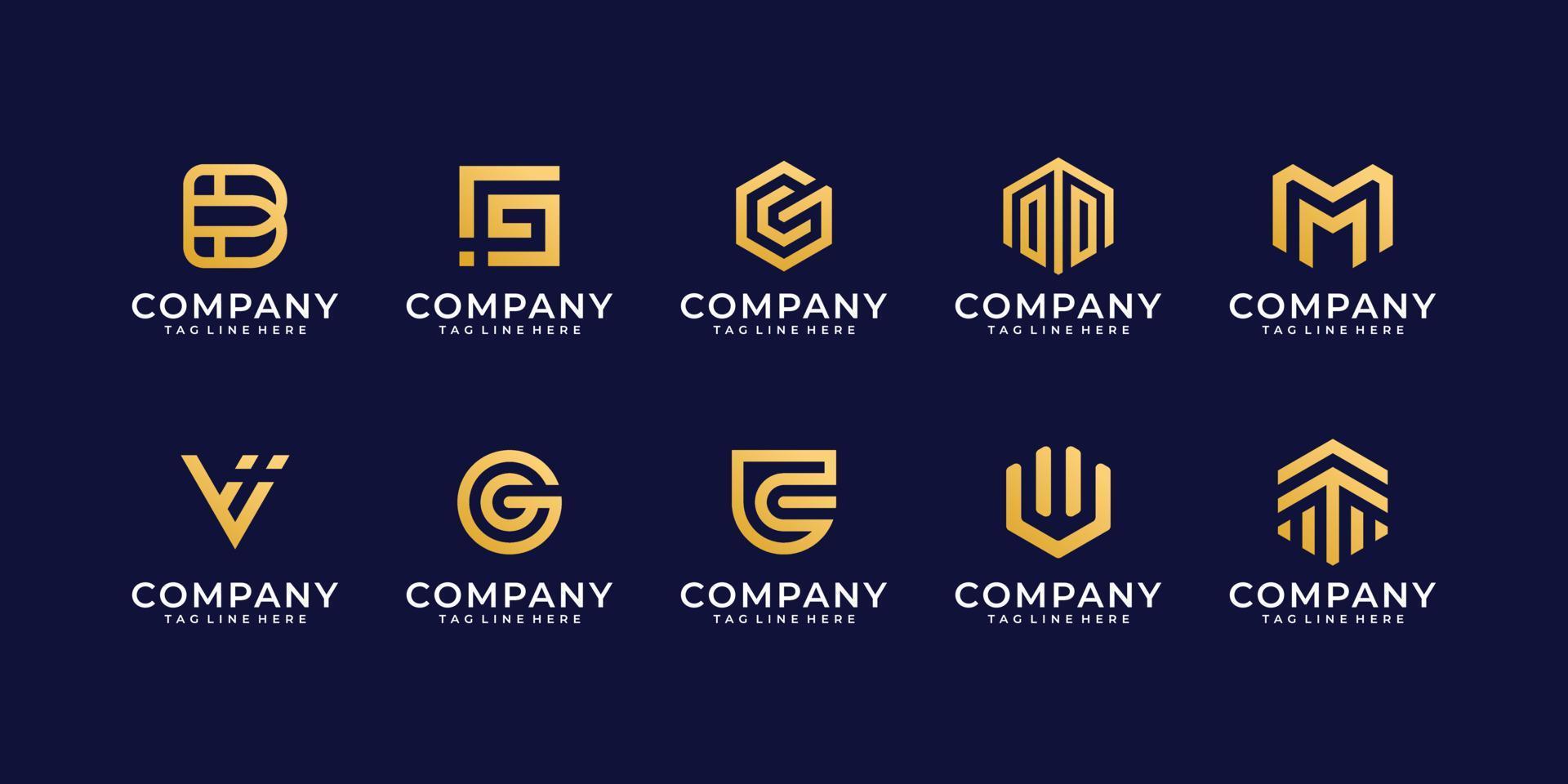 Set of business company logo icon design collection vector