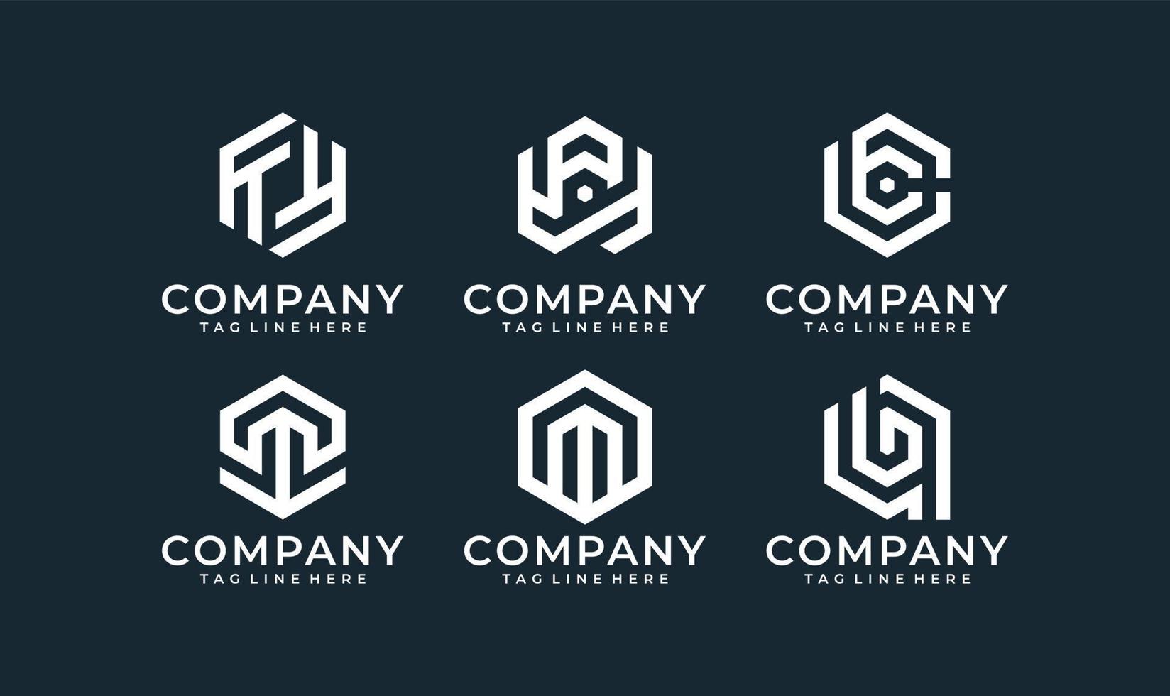 colección de diseño de logotipo hexagonal vector