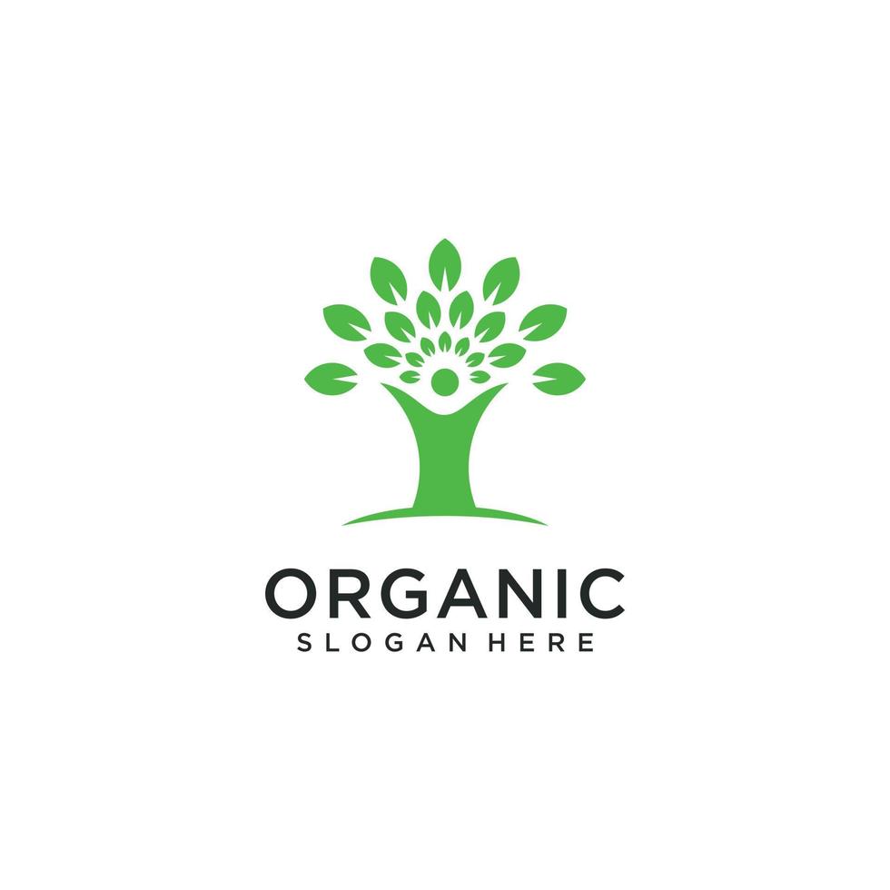 logotipo de árbol verde natural orgánico y tarjeta de visita vector