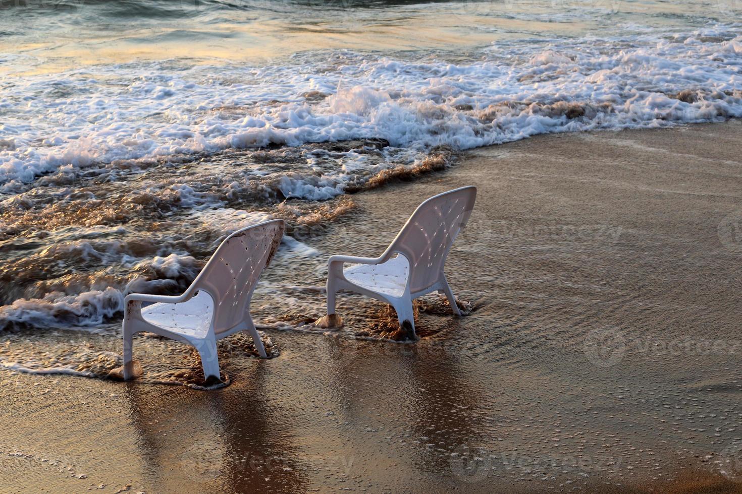 Chair for relaxing in a cafe on the Mediterranean coast photo
