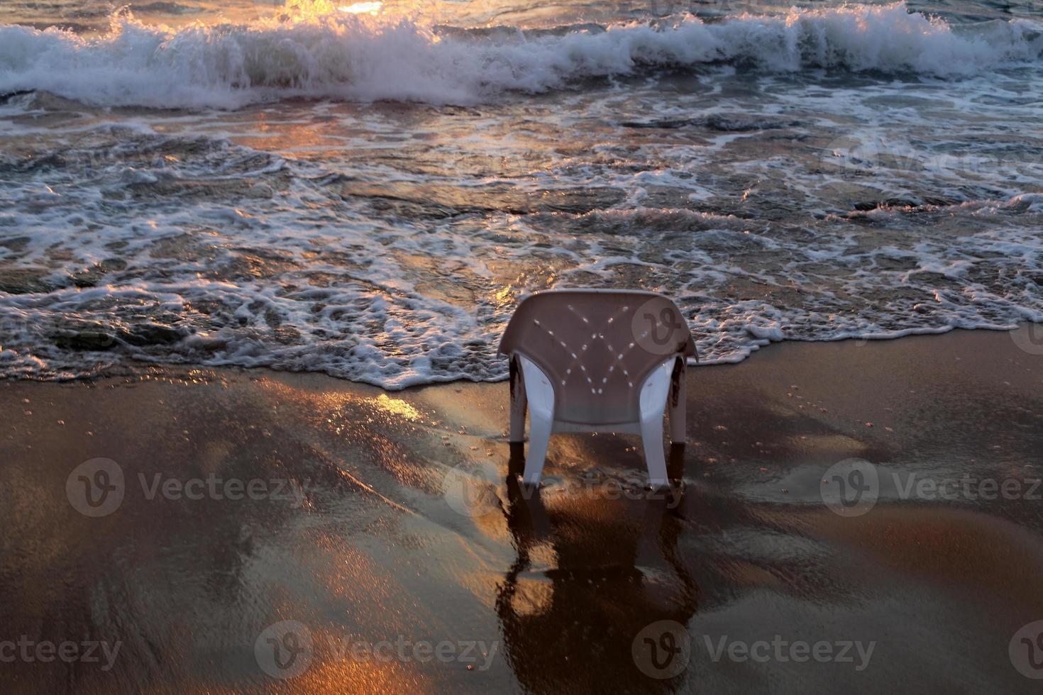 Chair for relaxing in a cafe on the Mediterranean coast photo